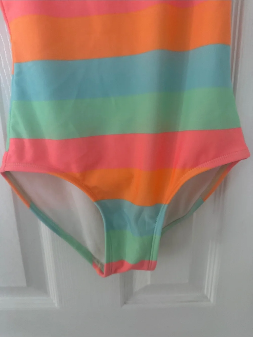 NWOT art class Striped One-Piece Swimsuit in Coral, Mint & Aqua